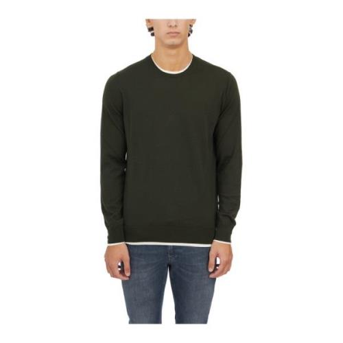 Wollen Crew Neck Trui Paolo Pecora , Green , Heren