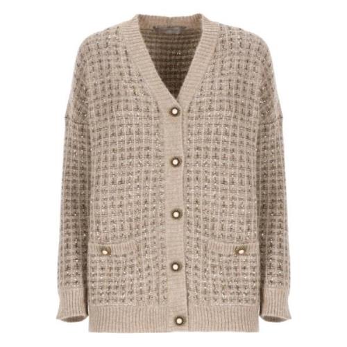 Paillet V-Hals Cardigan Trui Beige D.Exterior , Beige , Dames