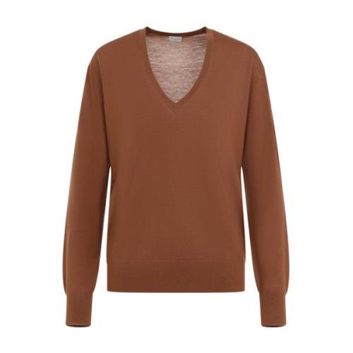 Luxe Bruine Merinowollen Trui Dries Van Noten , Brown , Dames