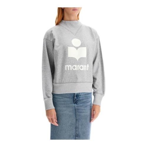 Sweatshirt met Flocked Logo in Katoenmix Isabel Marant Étoile , Gray ,...