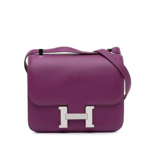 Pre-owned Leather crossbody-bags Hermès Vintage , Purple , Dames