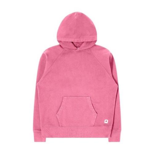 Zware Katoenen Raglan Mouw Hoodie Edwin , Pink , Heren