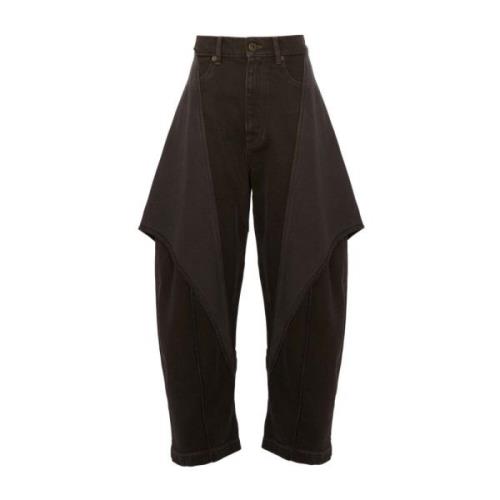 Asymmetrische Logo Jeans Crop JW Anderson , Brown , Dames