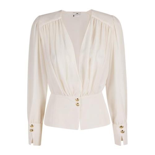 Elegante Witte Blouse voor Vrouwen Elisabetta Franchi , Beige , Dames