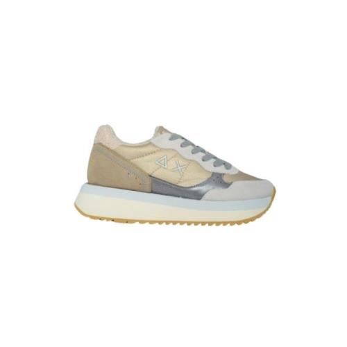 Witte Leren Sneakers Eco-Vriendelijke Stijl Sun68 , Multicolor , Dames