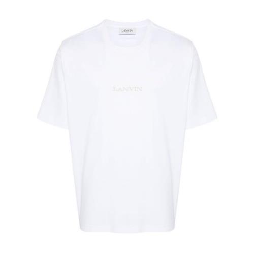 Witte Katoenen Jersey Geborduurd T-shirt Lanvin , White , Heren