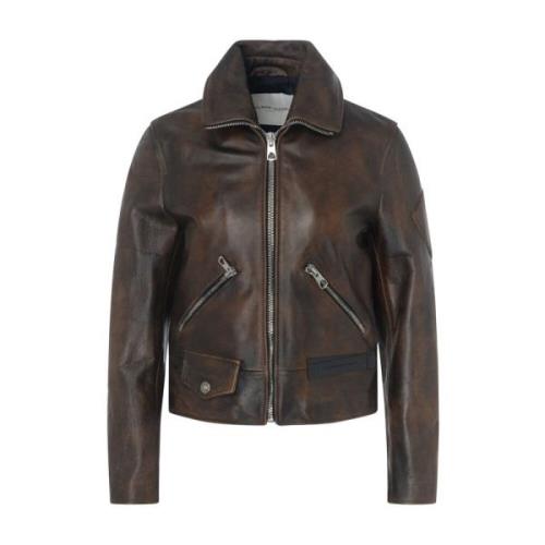 Noir Leren Jas voor Vrouwen Philippe Model , Brown , Dames