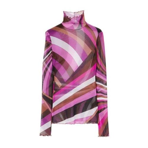 Grafische Print Fuchsia T-shirt Emilio Pucci , Multicolor , Dames