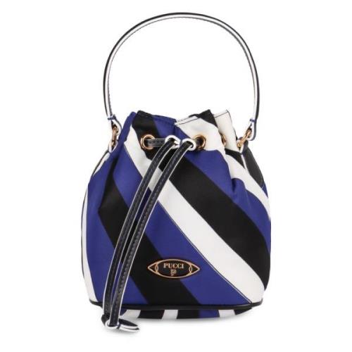 Bedrukte Bucket Bag met Leren Details Emilio Pucci , Blue , Dames