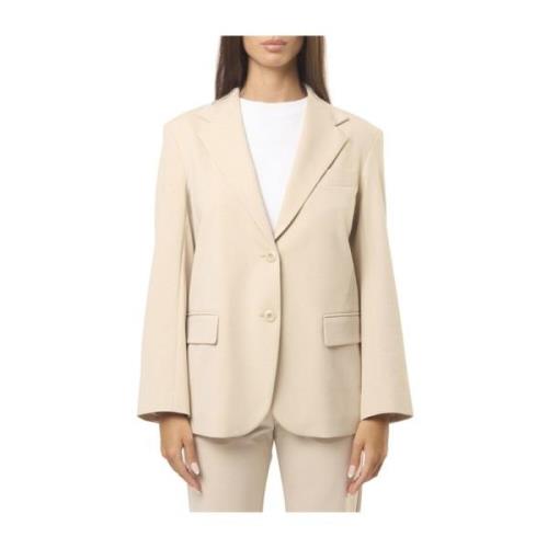 Beige Katoenen Jersey Blazer Max Mara Weekend , Beige , Dames