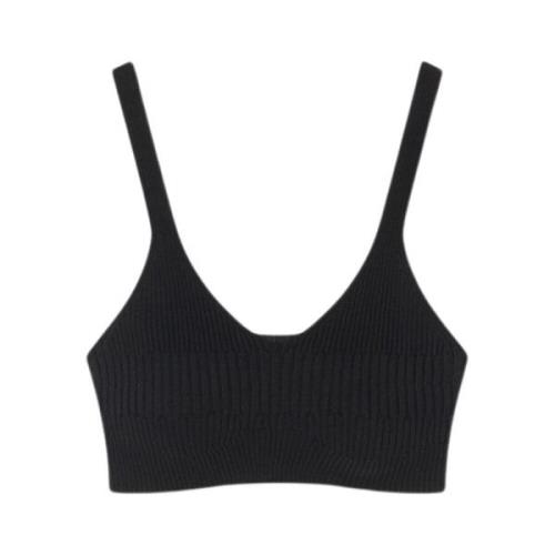 Ribgebreide Bralette in Zwart Aeron , Black , Dames