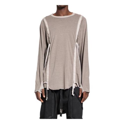 Oversized Lace Striped T-Shirt Boris Bidjan Saberi , Gray , Heren