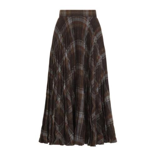 Bruine Wollen Blend Elegante Rok Balenciaga , Brown , Dames