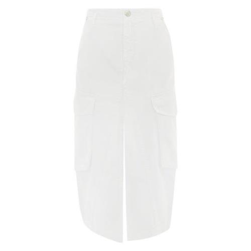 Witte Denim Rok Met Hoge Taille Pinko , White , Dames