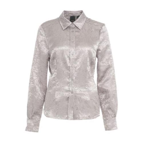 Satijnen Blouse met Kent Kraag Pinko , Gray , Dames