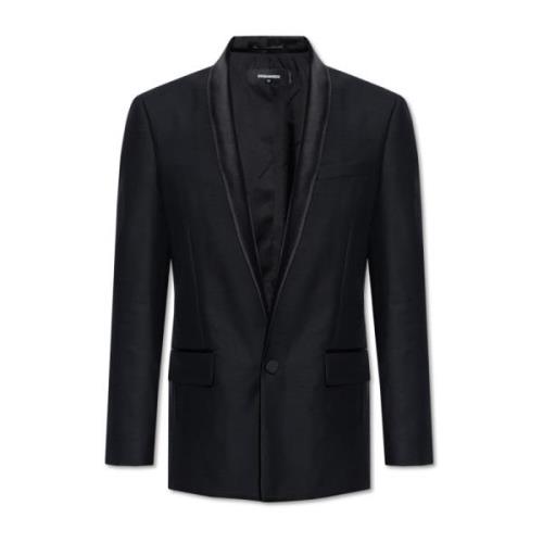 Wol en Zijden Blazer Dsquared2 , Black , Heren