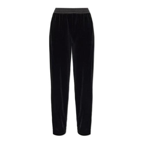 Fluwelen loszittende broek Emporio Armani , Black , Dames