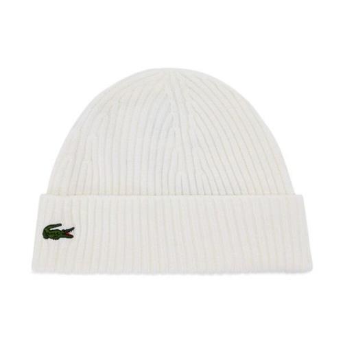 Gebreide Logo Beanie - Wit Lacoste , White , Heren