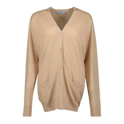 Beige Wollen Vest Herfst-Winter Collectie Prada , Beige , Dames