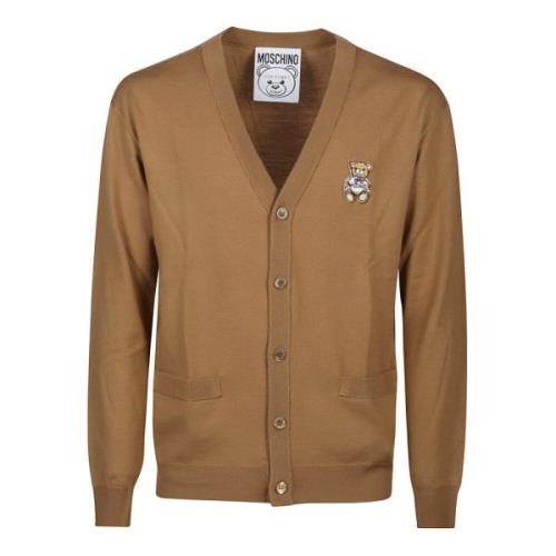 Stijlvolle Gebreide Cardigan Sweater Moschino , Brown , Heren