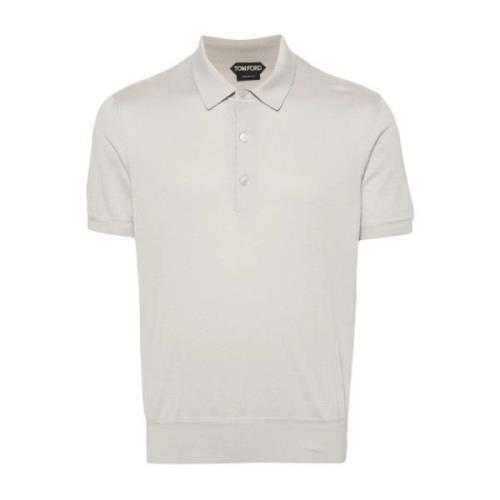 Gebreid katoenen poloshirt Tom Ford , Gray , Heren