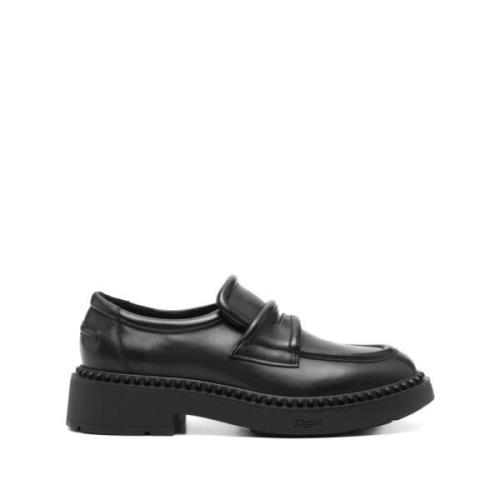 Zwarte Leren Instap Penny Loafers ASH , Black , Dames