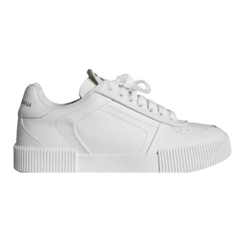 Witte Miami Leren Lage Sneakers Dolce & Gabbana , White , Heren