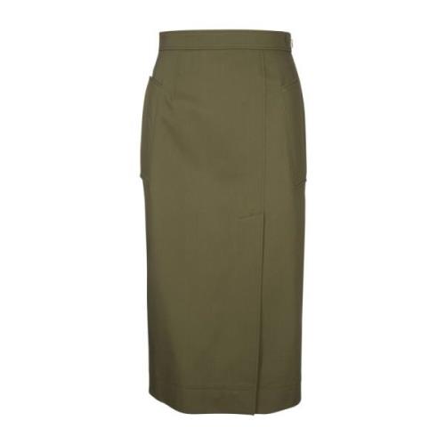 Groene Katoenen Gabardine Midi Rok Alexander McQueen , Green , Dames