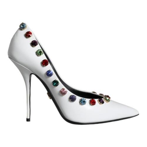 Witte Kristal Leren Hoge Hakken Pumps Dolce & Gabbana , White , Dames