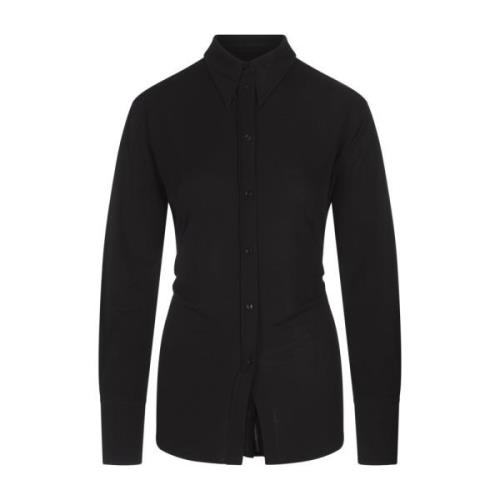 Zwarte Slim-Fit Shirt met Italiaanse Kraag Alexander McQueen , Black ,...