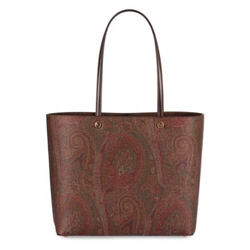 Paisley Jacquard Tote met leren handvatten Etro , Brown , Dames