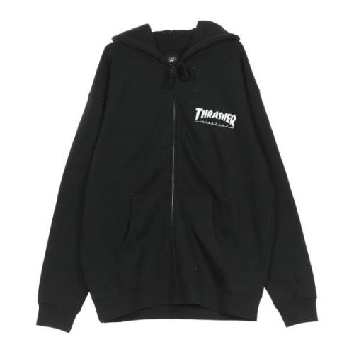 Logo Zip Hoodie Sweatshirt Zwart/Wit Thrasher , Black , Heren