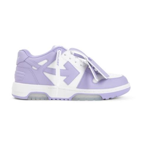 Witte Leren Sneakers Chic Stijl Off White , Purple , Dames