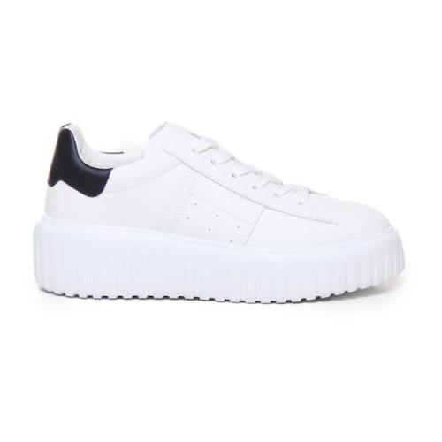 Leren Vetersluiting Stud Sneakers Wit Hogan , White , Dames