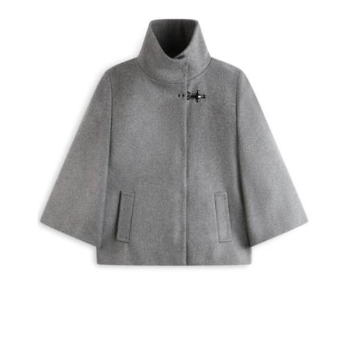 Grijze Wollen Cape Jas Fay , Gray , Dames