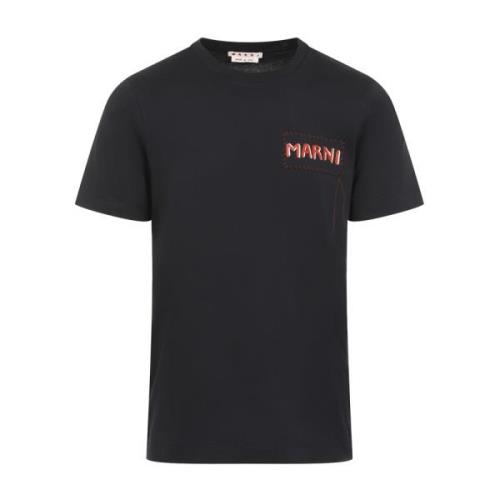 Zwarte T-shirts & Polo's Aw24 Marni , Black , Heren