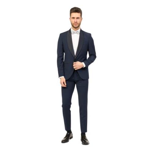 Blauwe Slim Fit Jurk met Jas Mulish , Blue , Heren