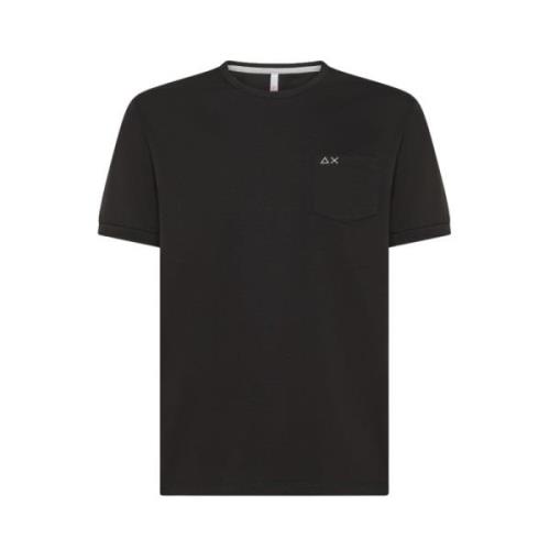 Casual Katoenen T-shirt Sun68 , Black , Heren