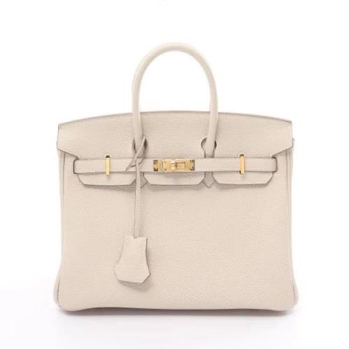 Pre-owned Leather handbags Hermès Vintage , Beige , Dames