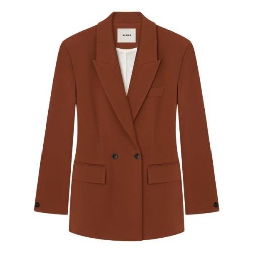 Boxy Blazer met Peak Revers Aeron , Brown , Dames