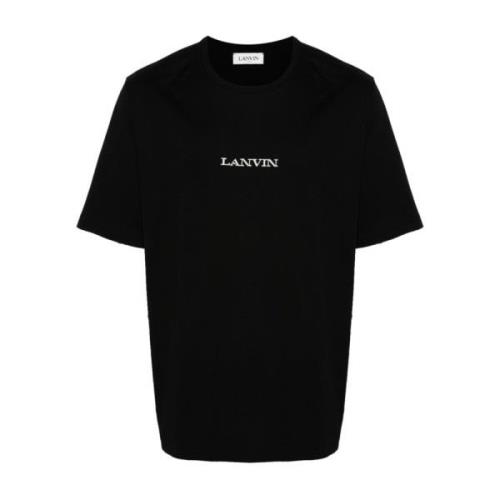 Zwart Katoenen Jersey Geborduurd Logo T-shirt Lanvin , Black , Heren