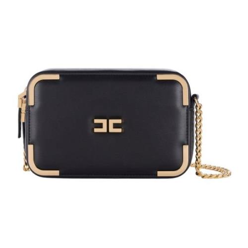 Zwarte Synthetisch Leren Schoudertas Elisabetta Franchi , Black , Dame...