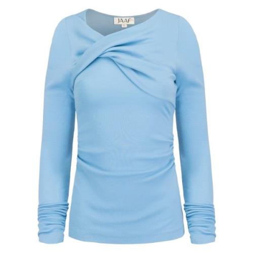 Arctic Blue Wollen Top met Gedraaide Voorkant Jaaf , Blue , Dames