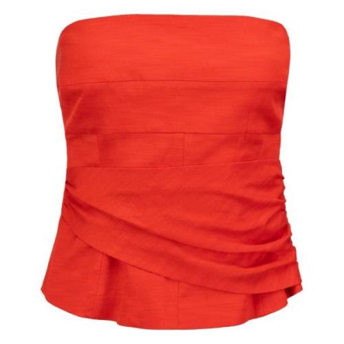 Kersenrode Gedrapeerde Detail Korset Top Jaaf , Red , Dames