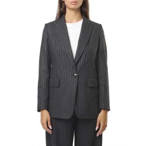 Paillet Blazer Antraciet Herno , Gray , Dames