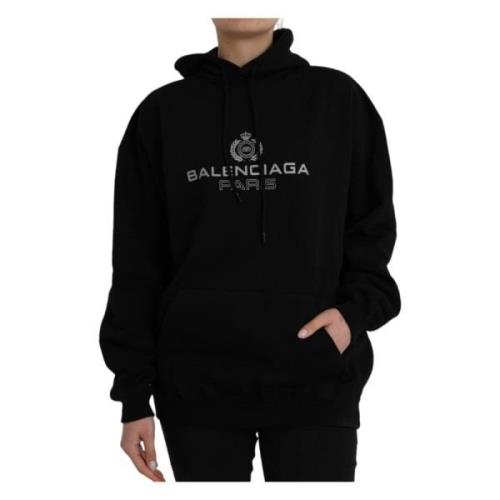 Zwart Katoenen Logo Hoodie Balenciaga , Black , Dames