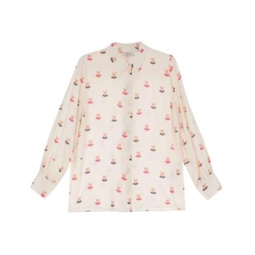 Dierenprint Wijde Mouw Shirt Dixie , Beige , Dames