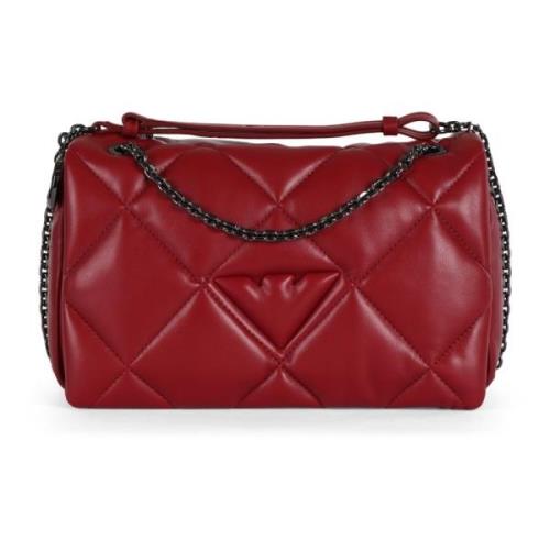 Gewatteerde Schoudertas met Klep Sluiting Emporio Armani , Red , Dames