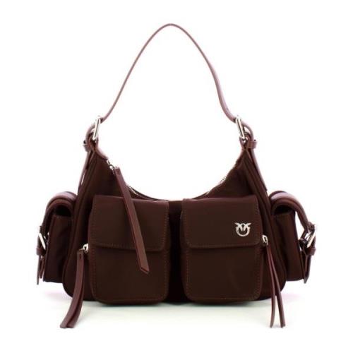 Multipocket Cargo Tas in Technische Stof Pinko , Brown , Dames