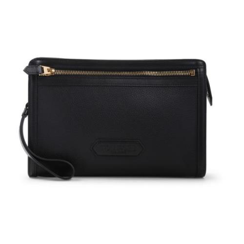 Zwarte Leren Tas Heren Accessoires Tom Ford , Black , Heren